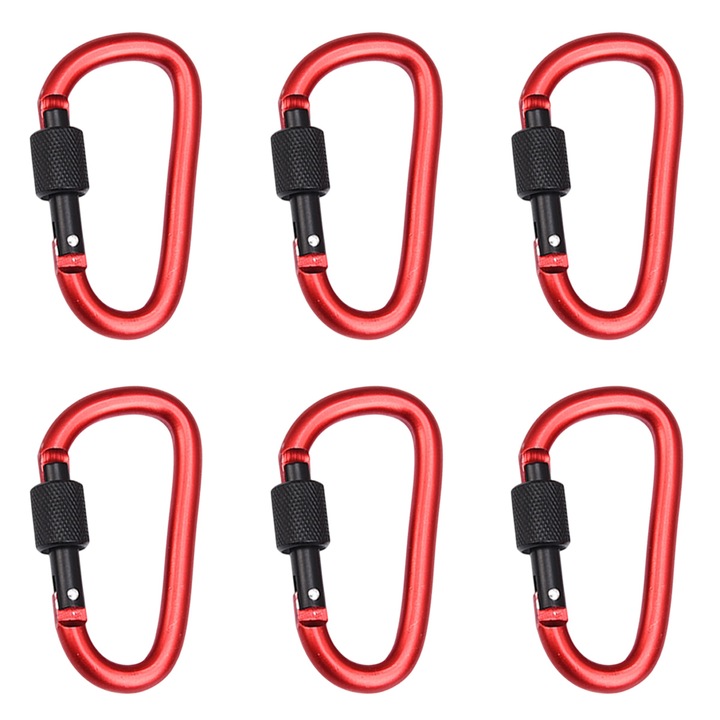 6 db alumínium karabiner készlet, Enforose, 78x40mm