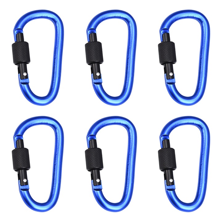 6 db alumínium karabiner készlet, Enforose, 78x40mm