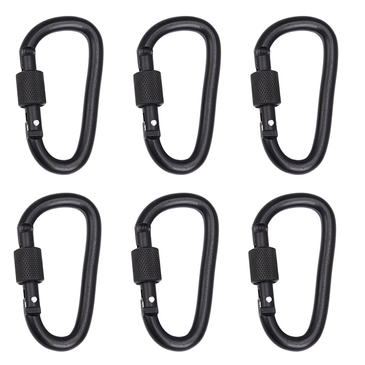 6 db alumínium karabiner készlet, Enforose, 78x40mm