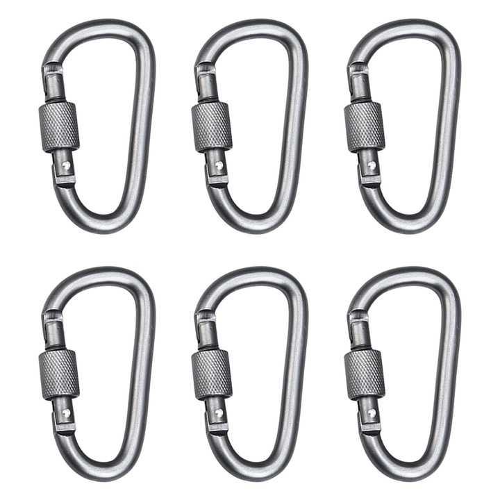 6 darab alumínium karabiner készlet, Enforose, 78x40mm
