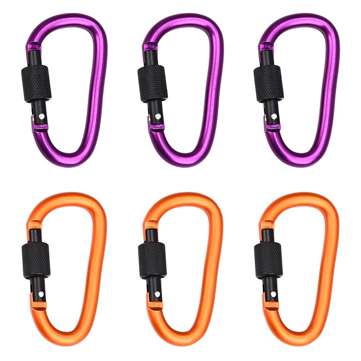 6 darab alumínium karabiner készlet, Enforose, 78x40mm