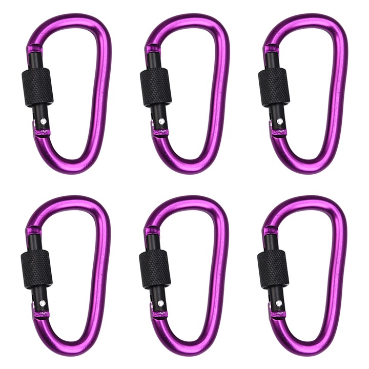 6 darab alumínium karabiner készlet, Enforose, 78x40mm