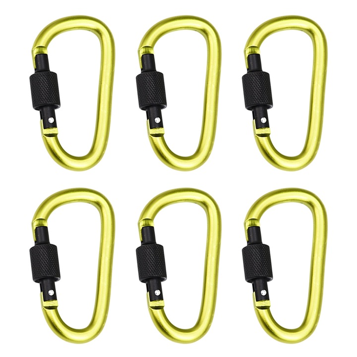 6 db alumínium karabiner készlet, Enforose, 78x40mm