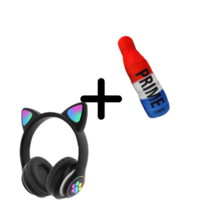 Pachet Casti wireless pentru copii cu urechi de pisica + Perna plus 25cm