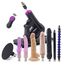 Masina de sex, cu aparate sexuale, controlate de la distanta, 20 de moduri de joc, masina de impingere, automata pentru barbati si femei, cu 8 atasamente pentru vibratoare, conector 3XLR, 60 W, WALALLA, Negru