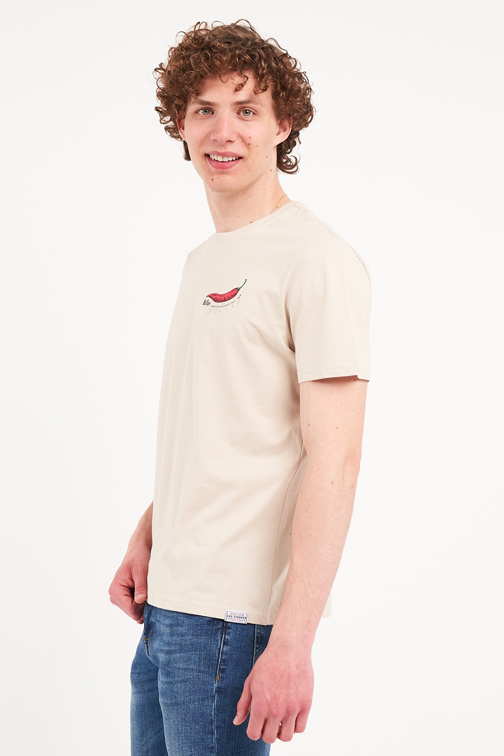 Lee Cooper, Tricou cu imprimeu grafic, Bej deschis, 2XL