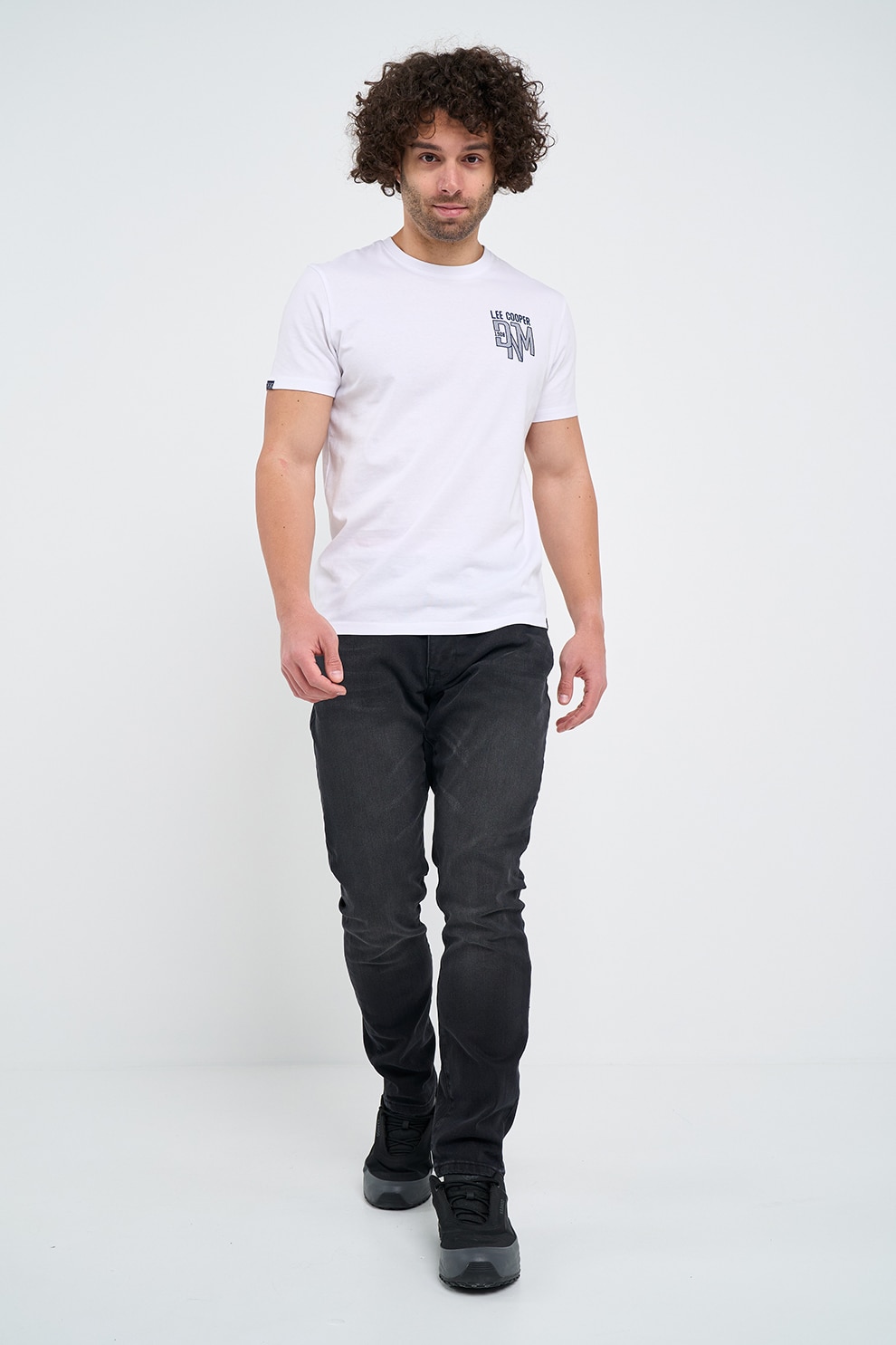 Lee Cooper, Tricou uni cu logo, Alb, 2XL