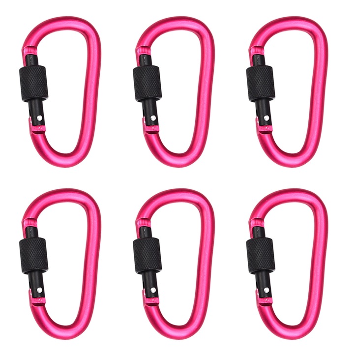 6 db alumínium karabiner készlet, Enforose, 78x40mm