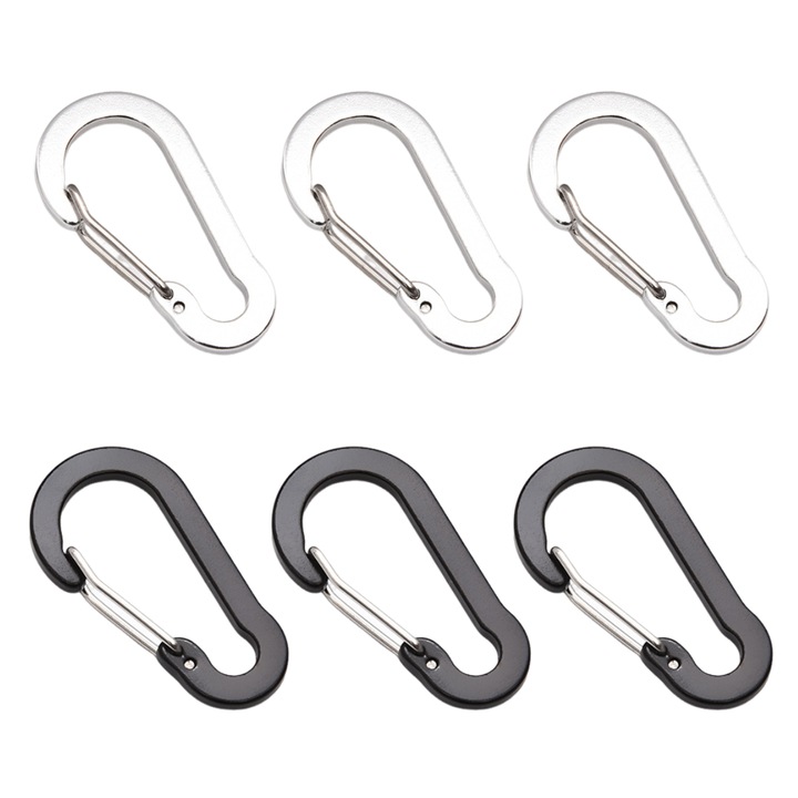 Set 6 carabine din aliaj de aluminiu, Enforose, diverse culori, 50x26mm