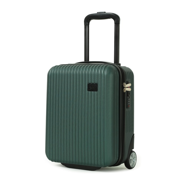 Куфар CabinFly Cruisair, 40x30x20 см, идеален ръчен багаж за Wizzair или Transavia, капацитет 24 литра, ABS, зелен