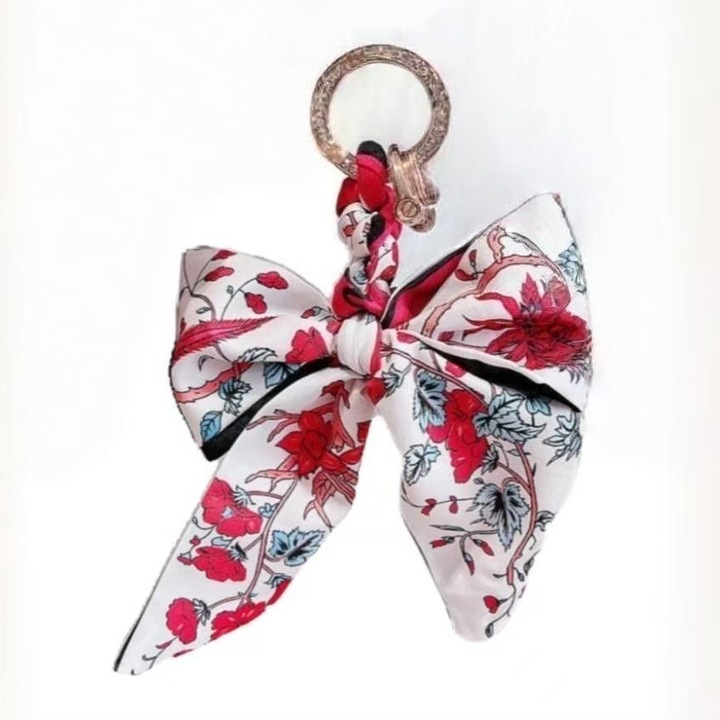 Kulcstartó táskákhoz, szalagos masni, fehér-piros