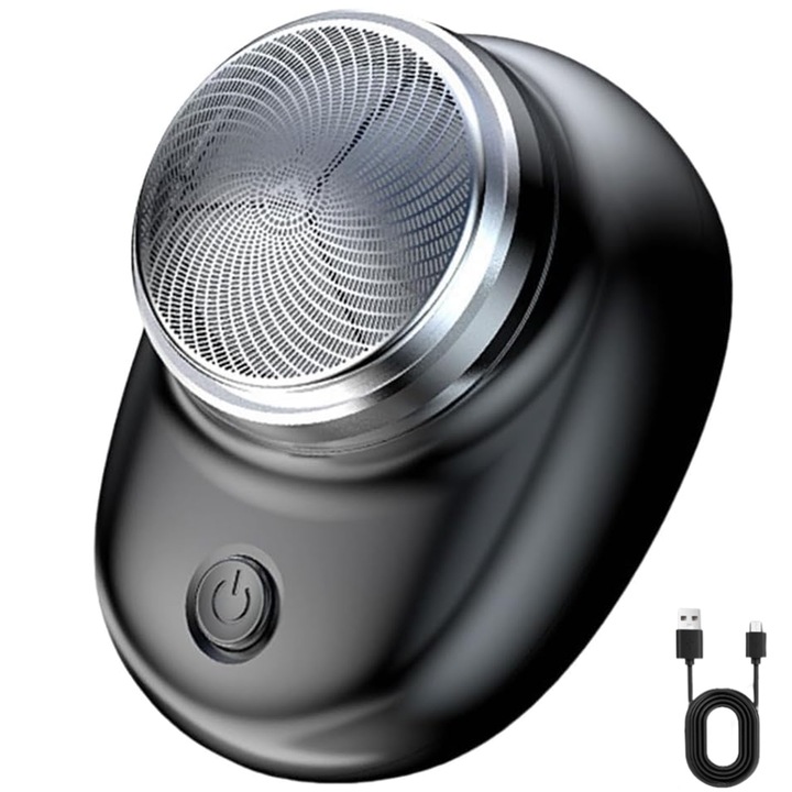 Mini Aparat de Ras, SINBINTA, Aparat de Ras Electric, Taiere precisa, 400 mAh, 8000r/s, Barbierit umed si uscat, Autonomie 60 minute, Design ergonomic, Portabil, Pentru calatorii, fara fir, ABS/Otel, 12x12x5cm, Negru/Argintiu