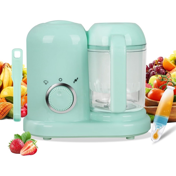 Aparat de gatit cu aburi si blender pentru bebelusi, VINTOP®, multifunctional, 27.5x24.9x2.3cm, Verde