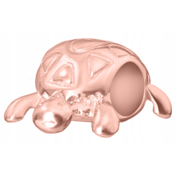 Talisman, Larezo, Charms, Argint 925 Acoperit Cu Aur Roz, Pandantiv In Forma De Broasca Testoasa, Antialergic, Pentru Femei, 15 mm Inaltime, 11 mm Latime, Set Cu Cutie Cadou Si Certificat De Calitate, Roz