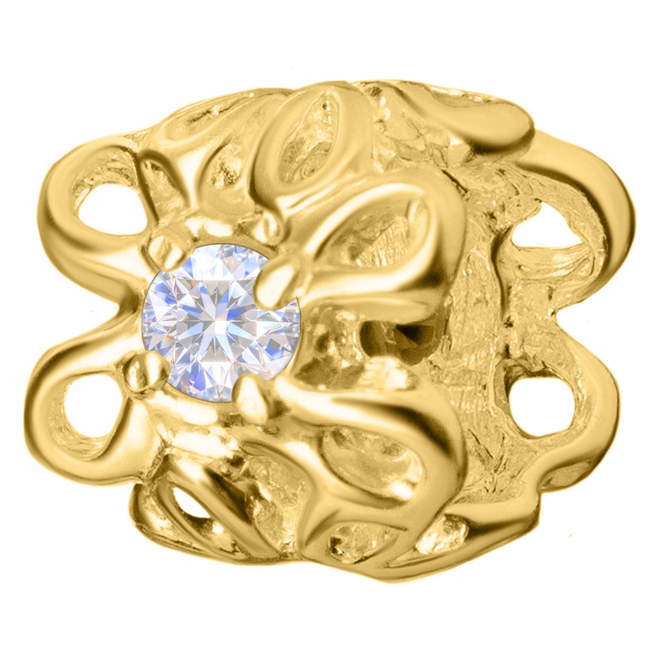 Talisman, Larezo, Charms Pentru Bratari, Floare, Argint 925 Placat Cu Aur 585, Auriu, Dimensiuni: 9, 5 mmx9, 5 mm, Antialergic, Lustruit Manual, Set: Bratara Cu Charms, Cutie Cadou, Certificat De Calitate, Auriu