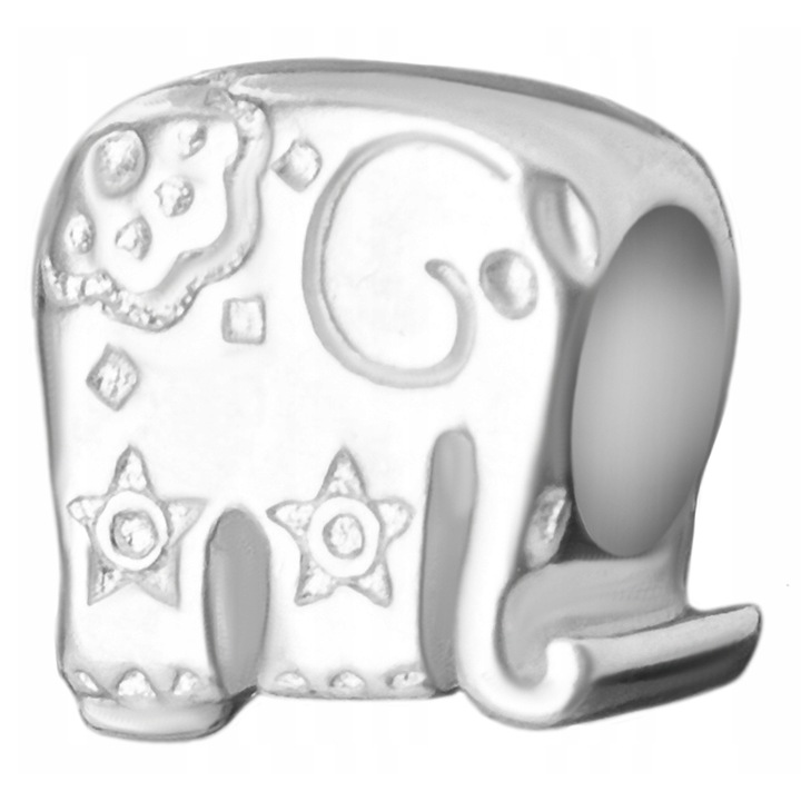 Talisman, Larezo, Charm, Elefánt, 925 ezüst, Antiallergén, Méretek: 9.5 mmx9.0 mm, Lyuk átmérője: 4.5 mm, Nőknek, Szett ajándékdobozzal és minőségi tanúsítvánnyal, Ezüst