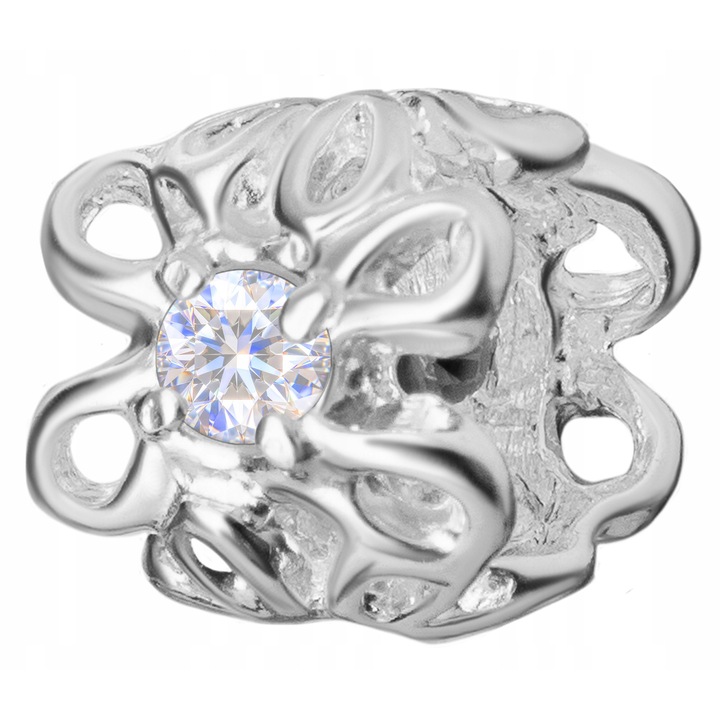 Talisman, Larezo, Charm karkötőkhöz, 925 ezüst, Virág, Antiallergén, Méretek: 9.5 mmx9.5 mm, Szett: Ajándékdoboz, Minőségi tanúsítvány, Nőknek, Ezüst