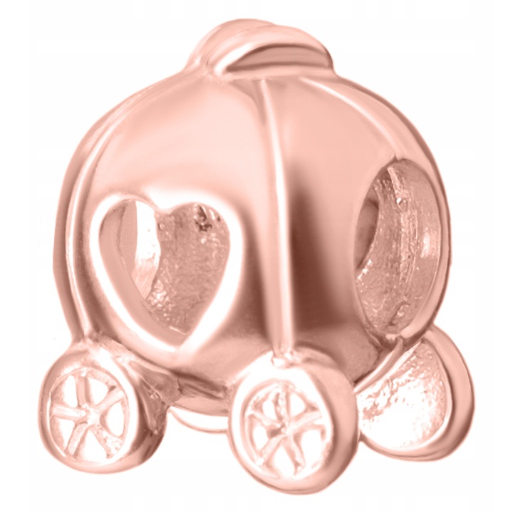 Talisman, Larezo, Charm karkötőkhöz, 925 ezüst rózsaaranyozva, Kocsi, Antiallergén, Méretek: 11.5 mmx9.0 mm, Nőknek, Szett: Karkötő ajándékdobozzal és minőségi tanúsítvánnyal, Rózsaszín