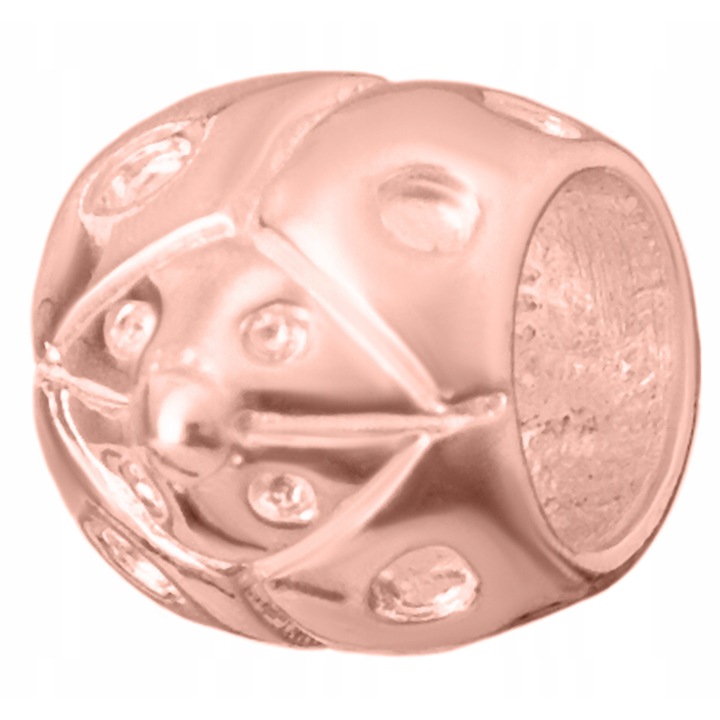 Talisman, Larezo, Charmuri Buburuza, Argint 925 Acoperit Cu Aur Roz, Pandantiv Pentru Bratari, Antialergic, 0, 9 Cm, Pentru Femei, In Set Cu Cutie De Cadou Si Certificat De Calitate, Roz