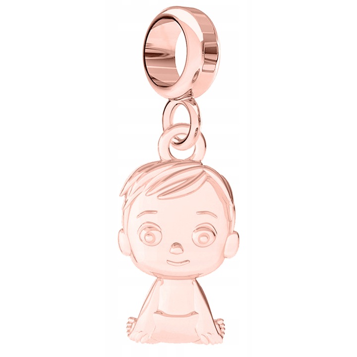 Talisman, Larezo, Pandantiv, Charms Baiat, Argint 925 Placat Cu Aur Roz De 18K, Zirconii, Aurie, 2, 5 Cm, Antialergic, Set Cu Cutie Pentru Bijuterii, Auriu