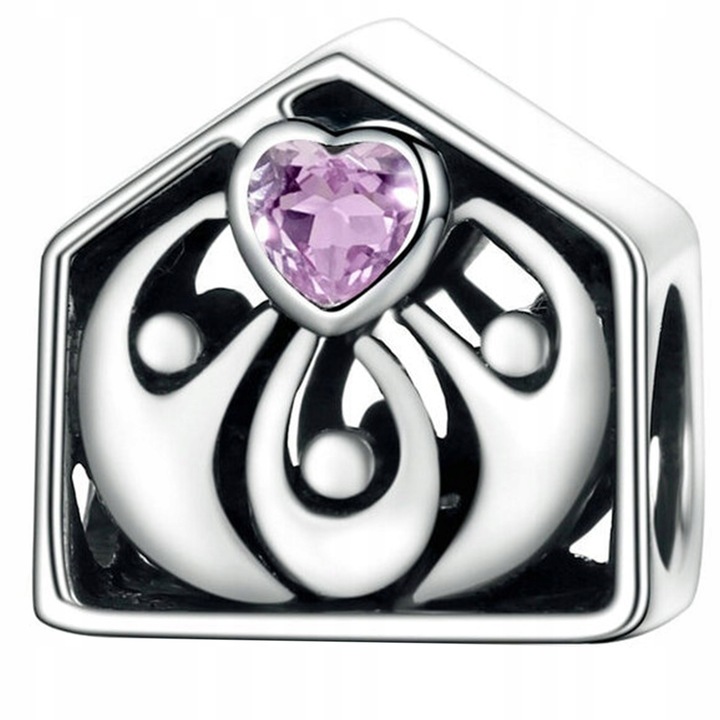 Talisman, Larezo, Karkötő charm, Ezüst ház, 925 ezüst, Moduláris karkötőhöz, Ezüst, Magasság 1, 2 cm, Szélesség 1, 1 cm, Súly 2, 6 g, Antiallergén, Szett ajándékdobozzal és minőségi tanúsítvánnyal, Ezüst