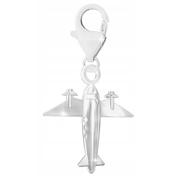 Talisman, Larezo, Pandantiv, Argint 925, Cercei Avion, Argintiu, Dimensiuni: 26 mm Inaltime, 15 mm Latime, Antialergic, Cu Carabina, Set Cu Cutie Pentru Bijuterii, Argintiu