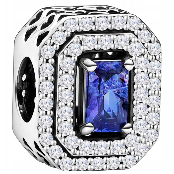 Talisman, Larezo, Charmuri, Argint 925, Cristal Albastru, Pandantiv Pentru Bratari, Antialergic, Dimensiuni: 11, 5 mmx9 mm, Cutie Pentru Cadou Inclusa, Argintiu