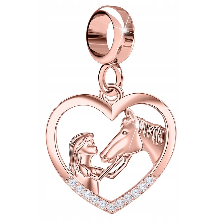 Talisman, Larezo, Pandantiv, Argint 925 Acoperit Cu Aur Roz, Motiv De Cal, Greutate 2, 2 g, Pentru Femei, Set Cu Cutie Pentru Bijuterii, Auriu