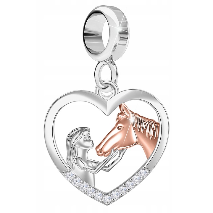 Talisman, Larezo, Pandantiv, Argint, Charms Cal, Argintiu, 925, Dimensiuni: 17 mmx18 mm, Greutate: 2, 2 g, Antialergic, Cercei Pentru Bratari, Set Cu Cutie Pentru Bijuterii, Argintiu