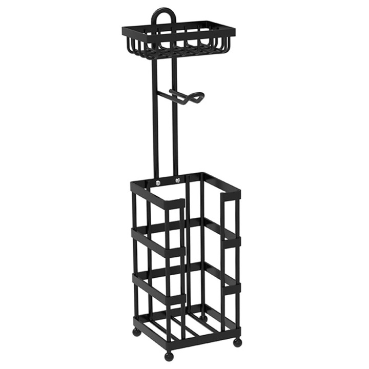 WC papír tartó, Enforose, többfunkciós polc, rozsdamentes, 3 rekesz, 30x15x60cm