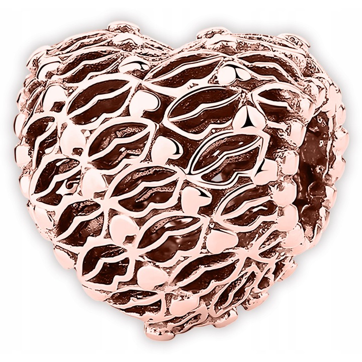 Talisman, Larezo, Charm In Forma De Inima Si Buze, Argint 925 Placat Cu Aur Roz, Pandantiv Pentru Bratari, Pentru Femei, Greutate 1, 75 g, Dimensiuni 11, 5 mmx12, 5 mmx9 mm, Roz