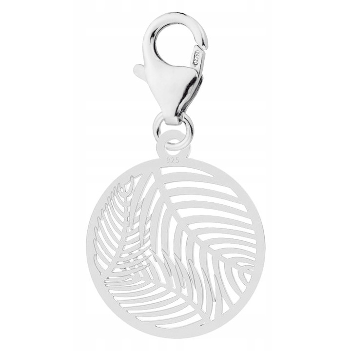 Talisman, Larezo, Pandantiv, Cercei Frunze De Palmier, Argint 925, Argintiu, Antialergic, Inaltime 29 mm, Cercei Pentru Bratari Modulare, Cutie Pentru Bijuterii Inclusa, Argintiu