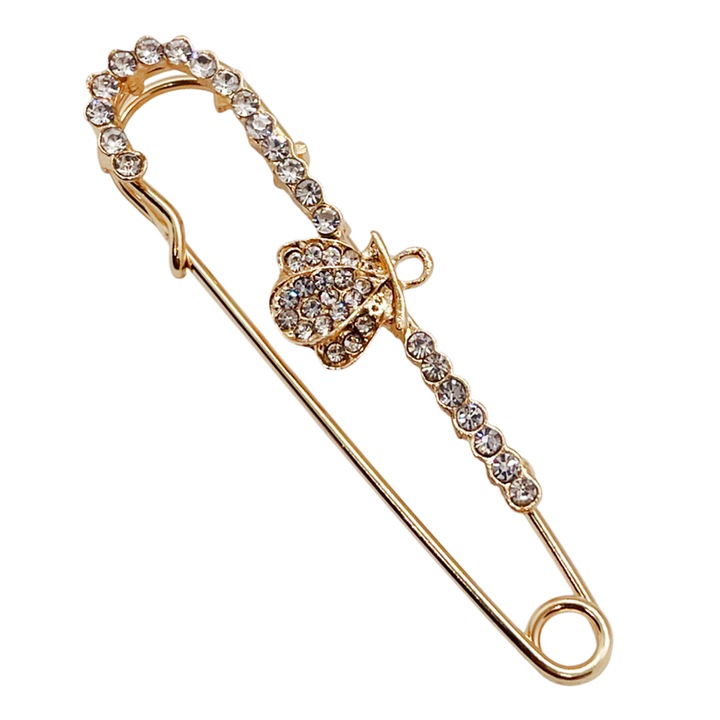 Brosa - Ac de siguranta KELLY, Auriu, 7cm