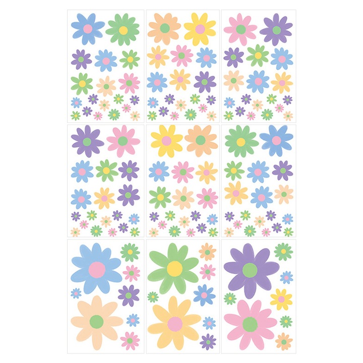 Set stickere decorative feronerie primavara, flori colorate, 30x20cm