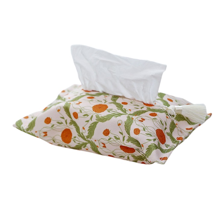 Suport servetele Enforose, design retro, material canvas, model cu pattern, multicolor