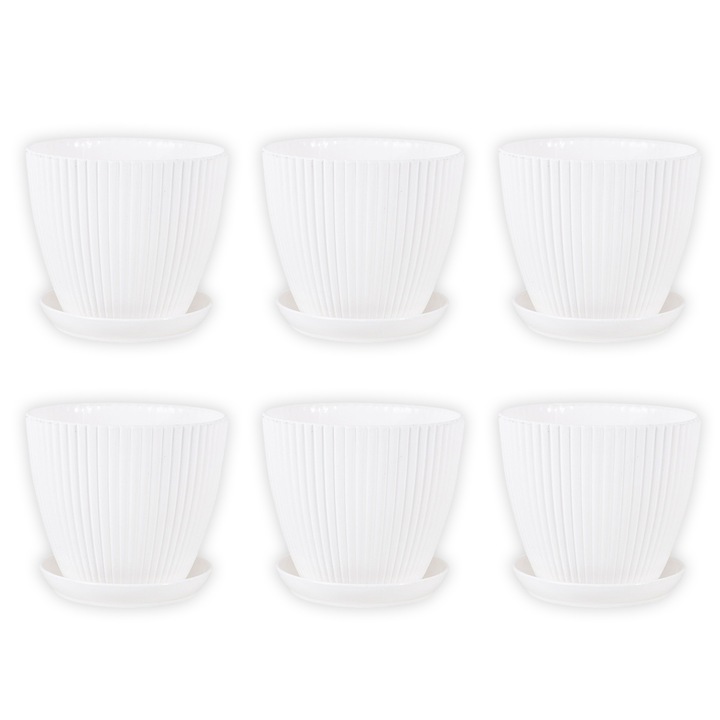 Ghiveci vertical cu dungi, Enforose, verde jungla, 16.3x16.2x16cm, cu sistem de drenaj