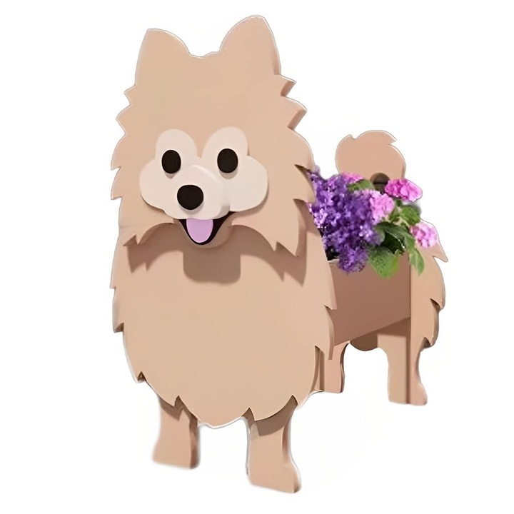 Ghiveci pentru flori caine, Enforose, PVC, 29x20x10cm, culoare standard, cadou pentru ziua de nastere femei