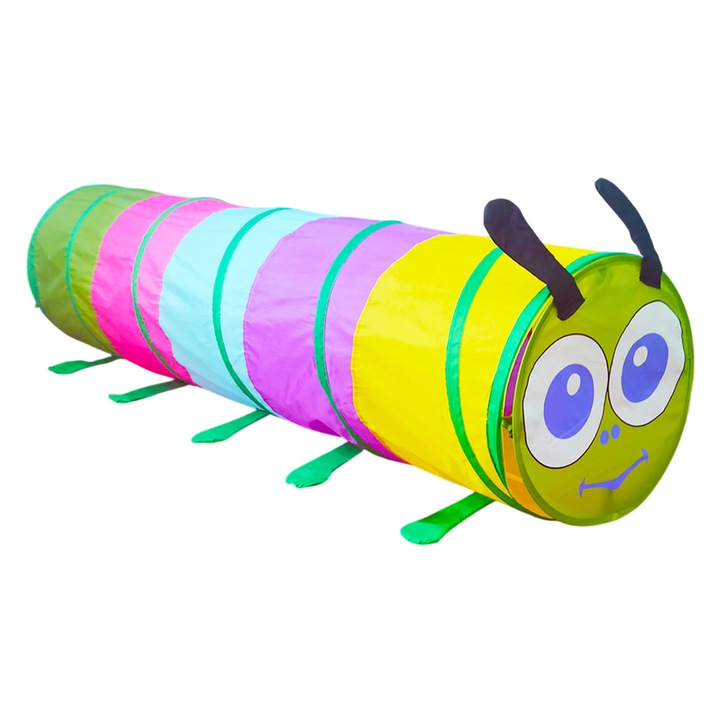 Детски тунел за игра, Enforose, сгъваем дизайн, безопасен материал, многоцветен, 150x50см