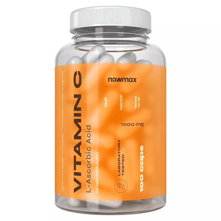 Vitamina C 1000 mg, nowmax, 100 capsule, suport imunitar, sanatatea pielii