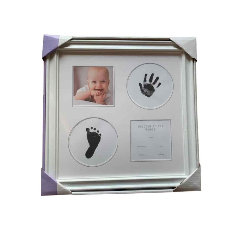Комплект за отливане на глина за отпечатъци на ръце и крака на бебета и подарък за спомен за 2 фоторамки
