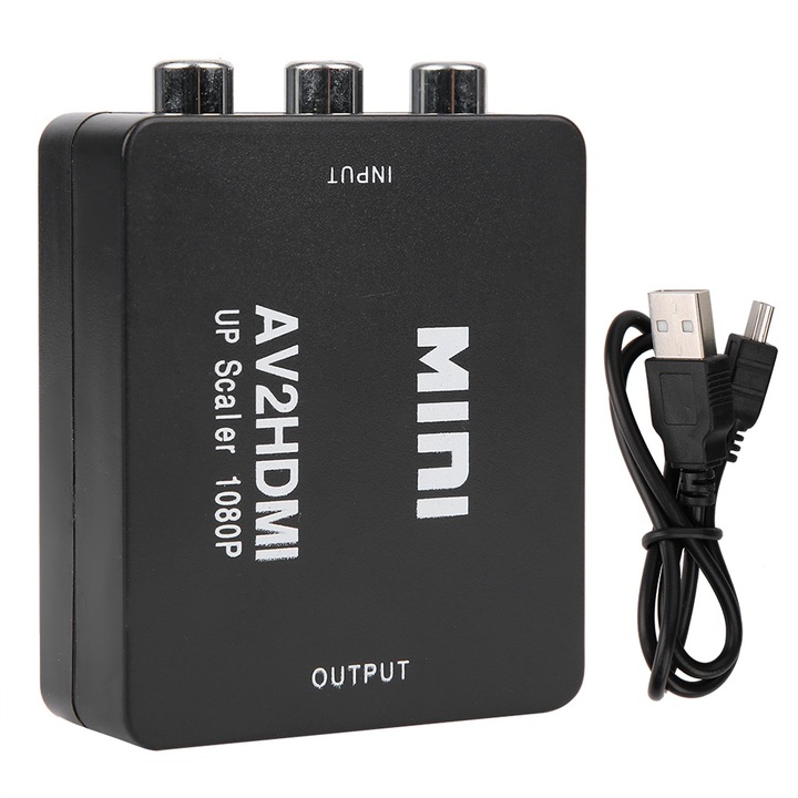 AV-HDMI átalakító, 1080p, 66x55x20mm, fekete