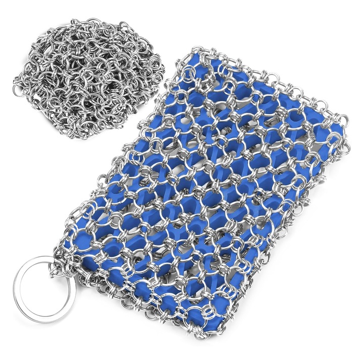 Гъба Enforose от неръждаема стомана, многофункционална употреба, ефективно почистване, силиконова вложка, 12 x 12 см