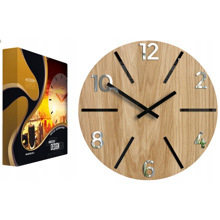 Volan Aksel Wood falióra, kerek, 33,5 cm, tölgyfa, akril, fekete