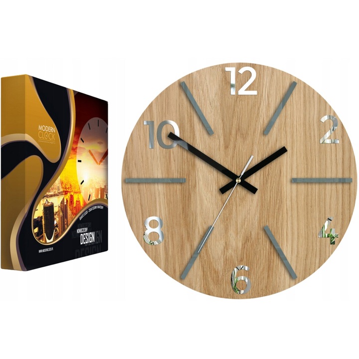 Falióra Volan 33,5cm, tölgyfa, akril, fekete/barna