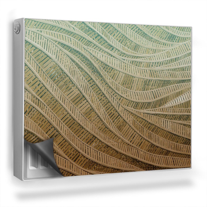 Covoras decorativ pentru calorifer, Wallfluent, Rachita, valuri, Galben, 80 x 60 cm, 010220260030000282685