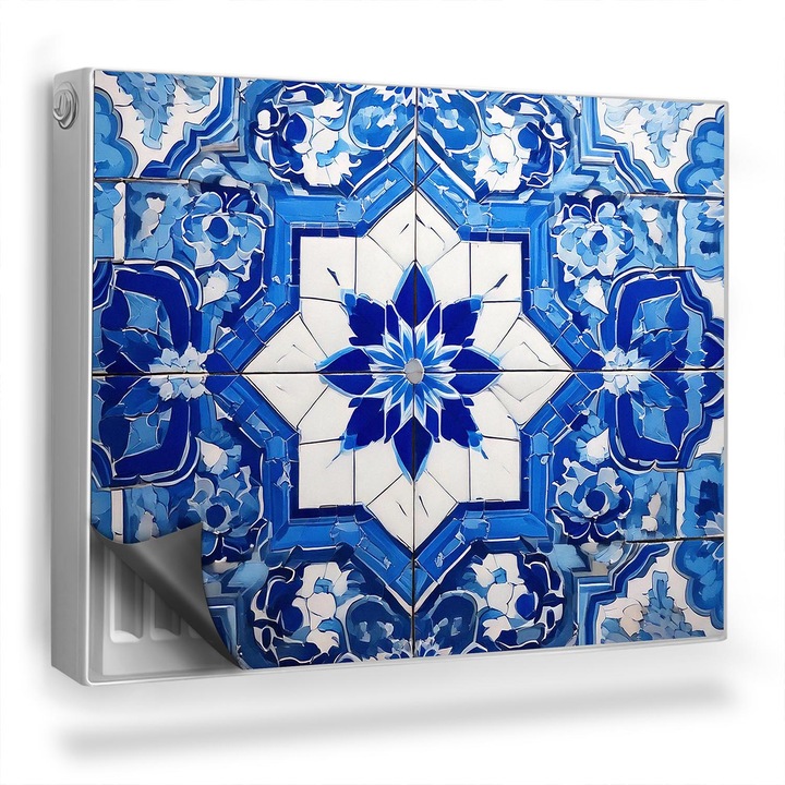 Magnet decorativ pentru calorifer, Wallfluent, Zoom pe placi, Albastru, 80 x 60 cm, 010220260030000282264