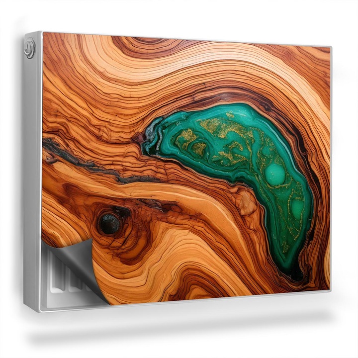 Covoras decorativ pentru calorifer, Wallfluent, Lemn, rasina turcoaz, Portocaliu, 80 x 60 cm, 010220260030000282393