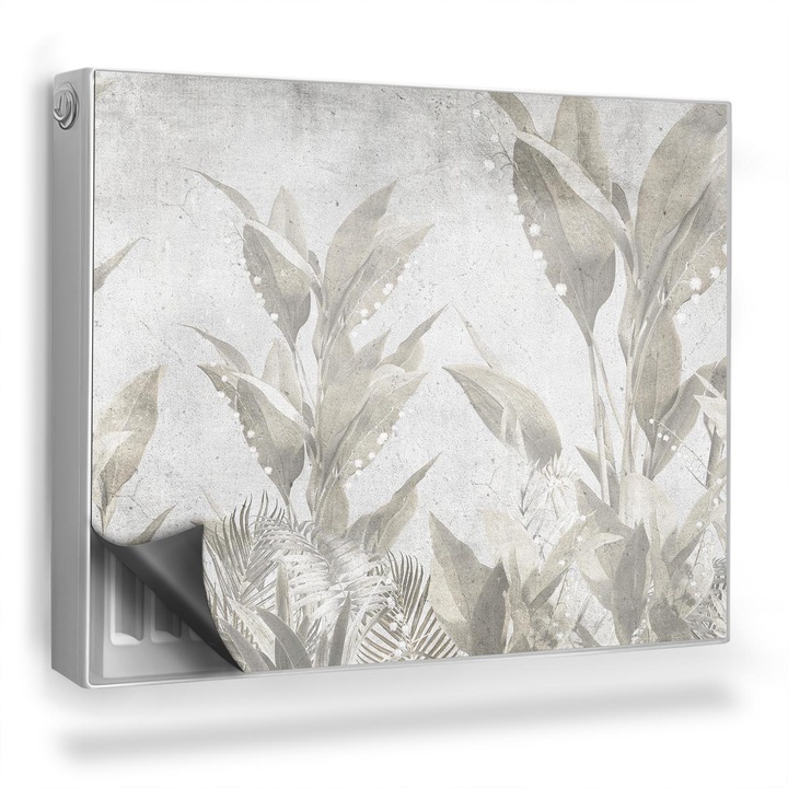 Decor radiator, Wallfluent, Plante tropicale boho, Gri, 80 x 60 cm, 010220260030000282672