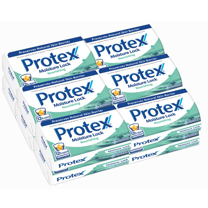 Protex Подхранващ антибактериален твърд сапун, 12 бр х 90 гр