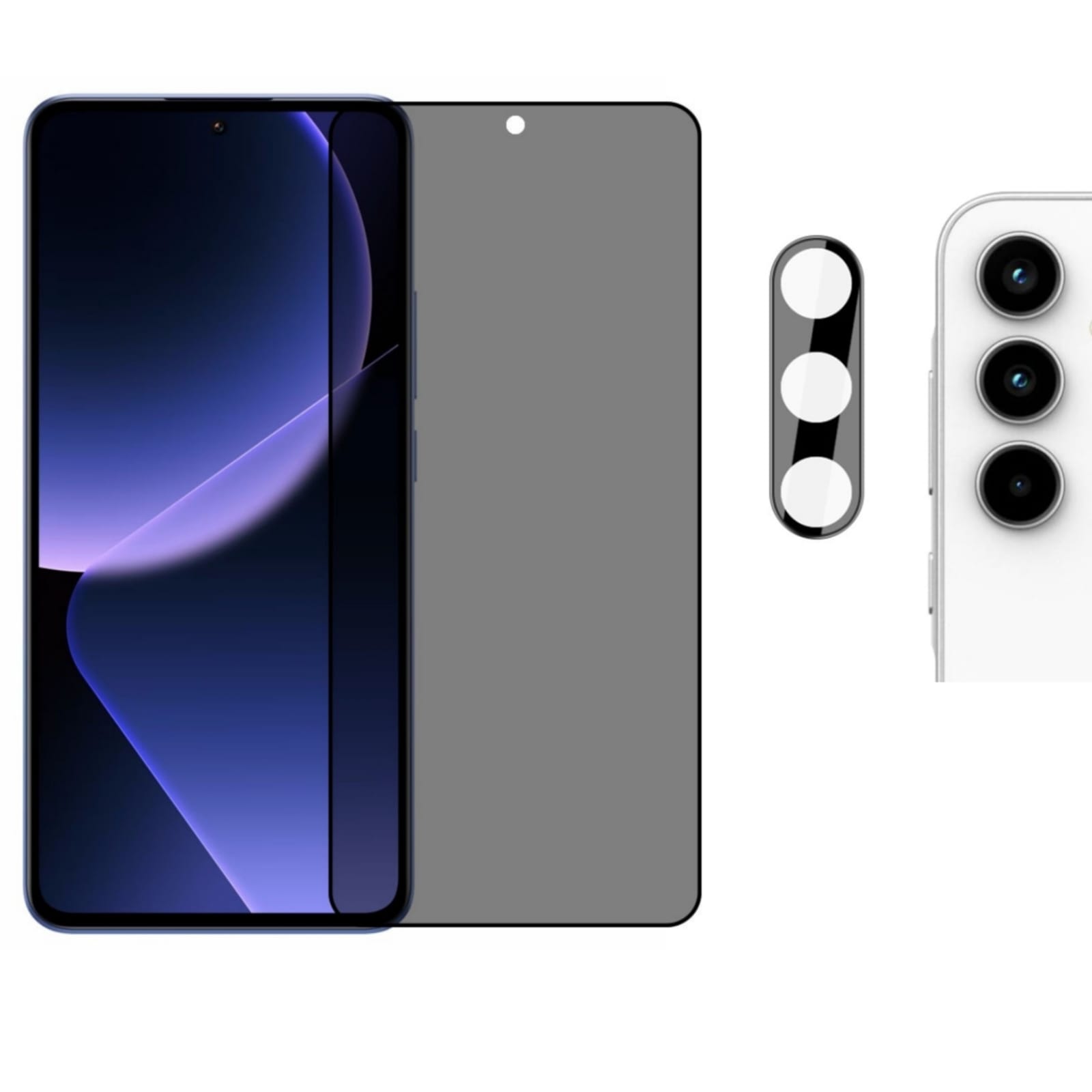 Set folie de protectie ecran PRIVACY Müller® Armor si folie camera pentru telefon Samsung Galaxy A55 5G, sticla securizata, Negru